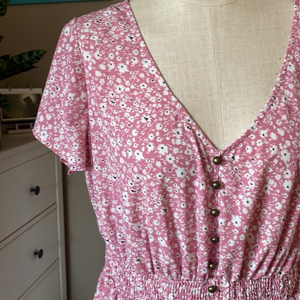 ModCloth EUC pink floral prairie dress (with pockets!), women’s plus size 2X - Picture 5 of 8
